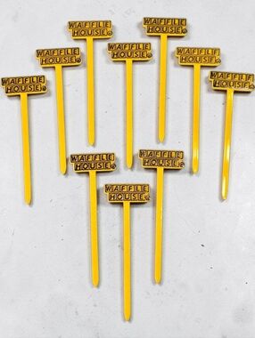 Waffle House Pie Picks Set of 10 Yellow Plastic Food Picks Official Brand New